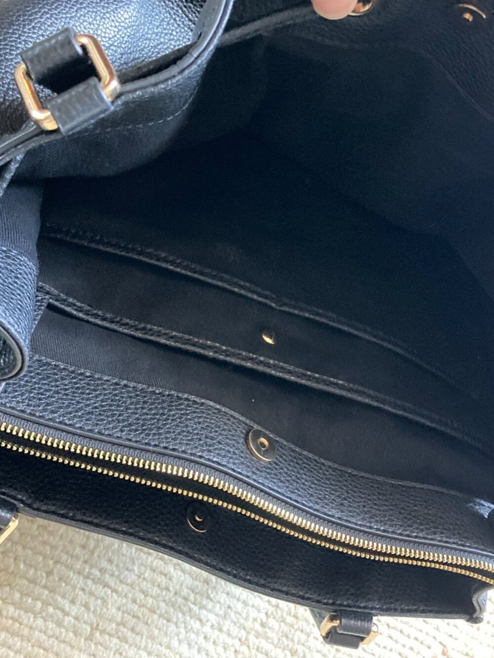 Quince Italian Leather Triple Compartment Bucket Bag in Black - Picture 5 of 7